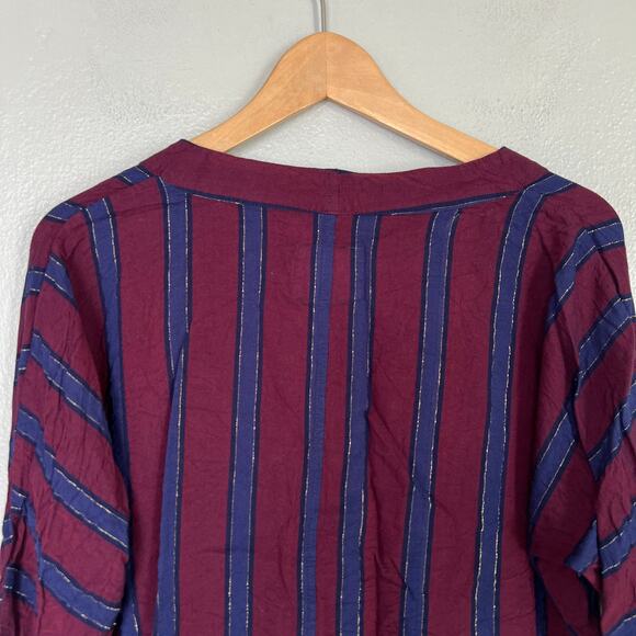 Rails Sloane Blouse Janeiro Stripe Front Tie Flowy Top Size L Purple Gold Stripe - Picture 7 of 10